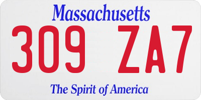 MA license plate 309ZA7