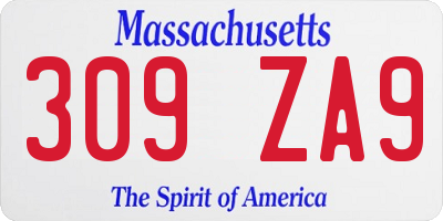 MA license plate 309ZA9