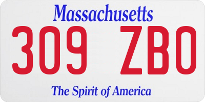 MA license plate 309ZB0