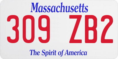 MA license plate 309ZB2