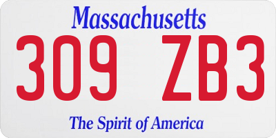 MA license plate 309ZB3
