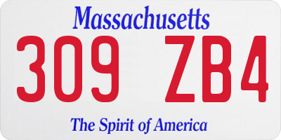 MA license plate 309ZB4
