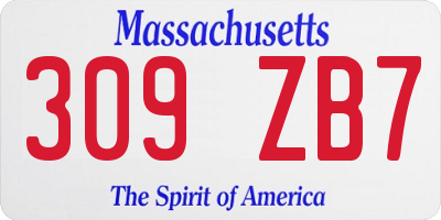 MA license plate 309ZB7