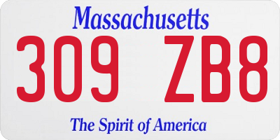 MA license plate 309ZB8