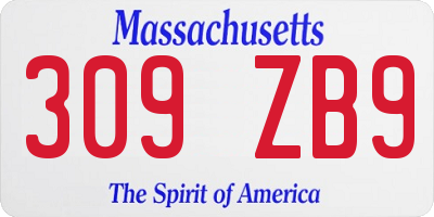 MA license plate 309ZB9