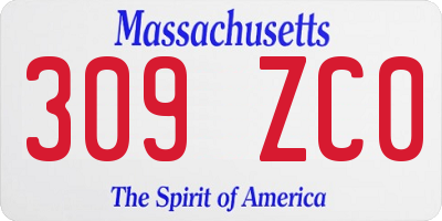 MA license plate 309ZC0