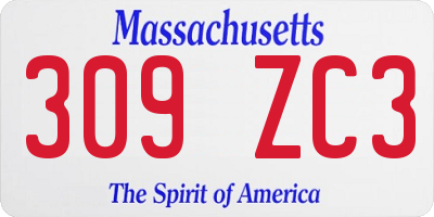 MA license plate 309ZC3