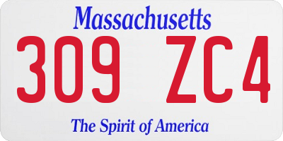 MA license plate 309ZC4