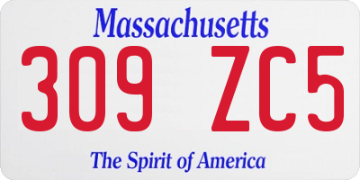 MA license plate 309ZC5