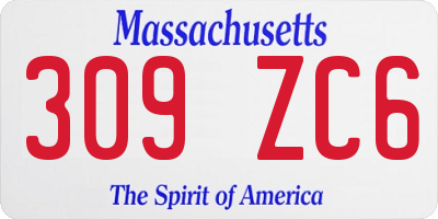MA license plate 309ZC6
