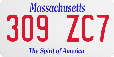 MA license plate 309ZC7