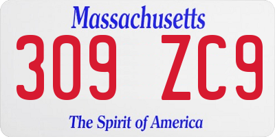 MA license plate 309ZC9