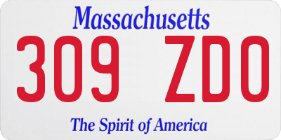 MA license plate 309ZD0