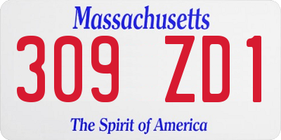 MA license plate 309ZD1