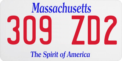 MA license plate 309ZD2