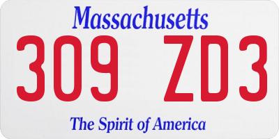 MA license plate 309ZD3