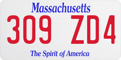 MA license plate 309ZD4