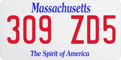 MA license plate 309ZD5