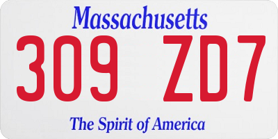 MA license plate 309ZD7