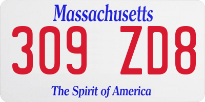MA license plate 309ZD8