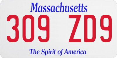 MA license plate 309ZD9
