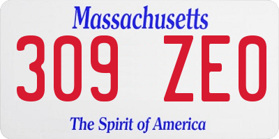 MA license plate 309ZE0