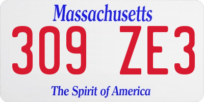MA license plate 309ZE3