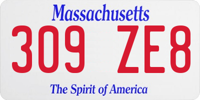 MA license plate 309ZE8