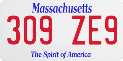 MA license plate 309ZE9