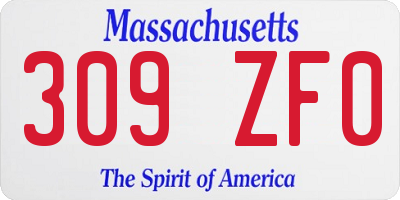MA license plate 309ZF0