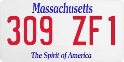 MA license plate 309ZF1