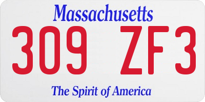 MA license plate 309ZF3