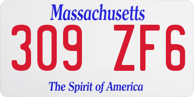 MA license plate 309ZF6