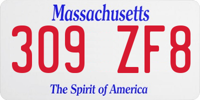 MA license plate 309ZF8