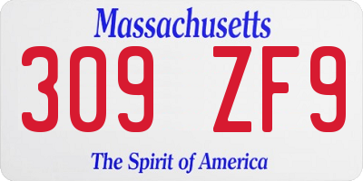 MA license plate 309ZF9