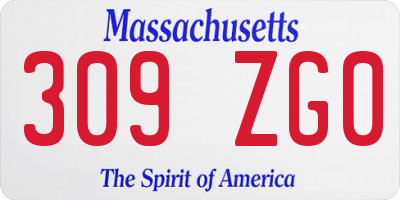 MA license plate 309ZG0
