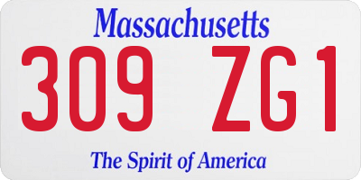 MA license plate 309ZG1