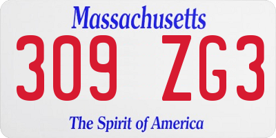 MA license plate 309ZG3