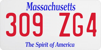 MA license plate 309ZG4