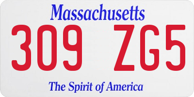 MA license plate 309ZG5