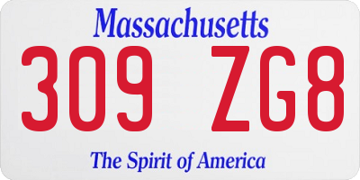 MA license plate 309ZG8