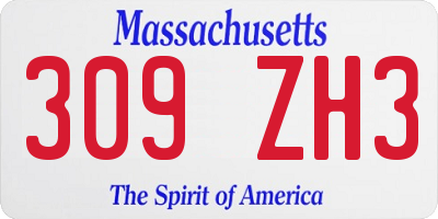 MA license plate 309ZH3