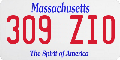 MA license plate 309ZI0
