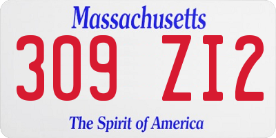 MA license plate 309ZI2