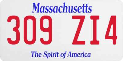 MA license plate 309ZI4