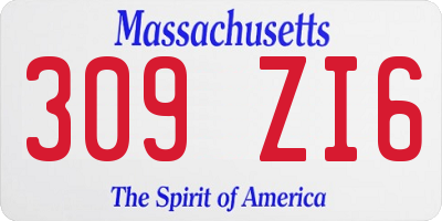 MA license plate 309ZI6