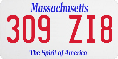 MA license plate 309ZI8