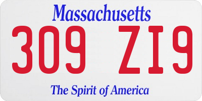MA license plate 309ZI9