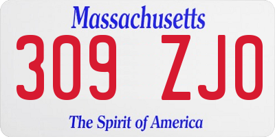 MA license plate 309ZJ0