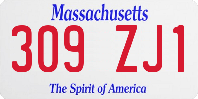 MA license plate 309ZJ1